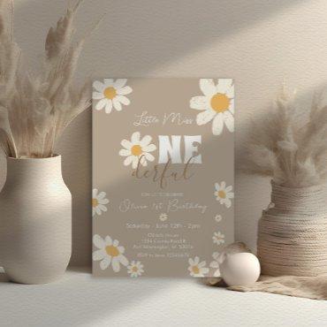 Little Miss ONEderful Daisy Flowers Creme Birthday