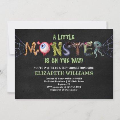 Little Monster Letters Halloween Baby Shower Invitation