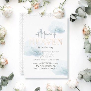 Little Peace of Heaven Blue Cloud Boy Baby Shower Foil