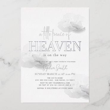 Little Peace of Heaven Gray Cloud Baby Shower Foil