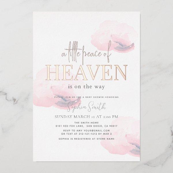 Little Peace of Heaven Pink Cloud Girl Baby Shower Foil