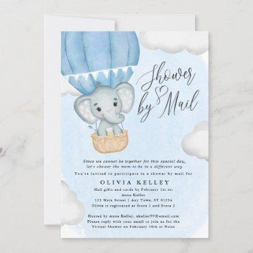 Little Peanut Blue Elephant Baby Shower by Mail Invitation