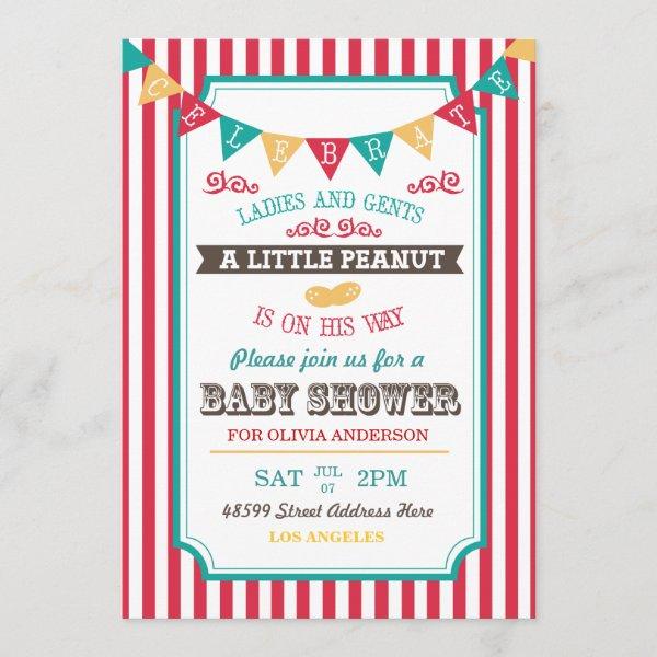 Little Peanut Circus Baby Shower Invite