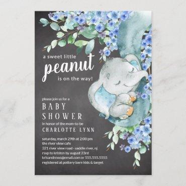 Little Peanut Elephant Boys Baby Shower Invitation