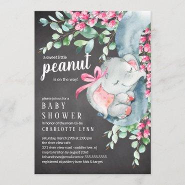 Little Peanut Elephant Girls Baby Shower Invitation