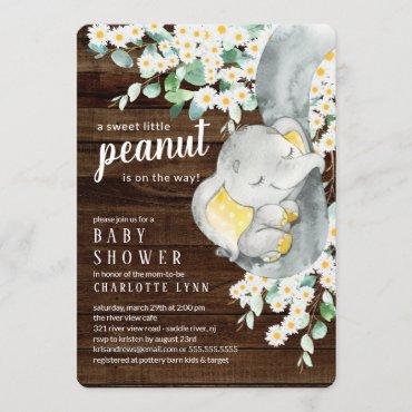 Little Peanut Elephant Neutral Baby Shower Invitation