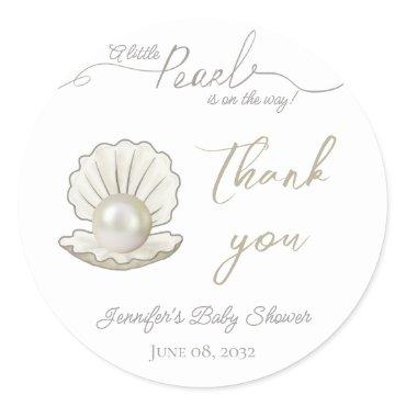Little Pearl Under the Sea Pearlcore Baby Shower Classic Round Sticker