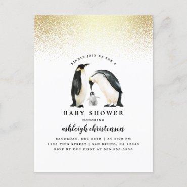 Little Penguin | Winter Gender Neutral Baby Shower Invitation Postcard