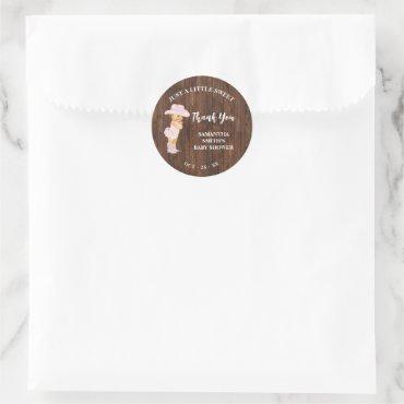 Little Pink Cowgirl Western Baby Shower Thank You Classic Round Sticker