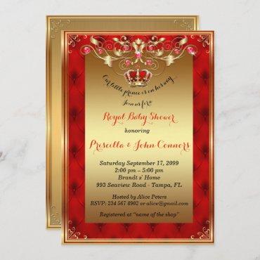 Little Prince Baby Shower Invitation,gold,red Invitation