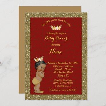 Little Prince Baby Shower Invitation,gold, red Invitation