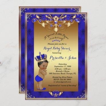 Little Prince Baby Shower Invitation, Royal Blue Invitation