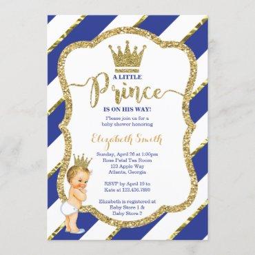 Little Prince Baby Shower Invite, Faux Glitter