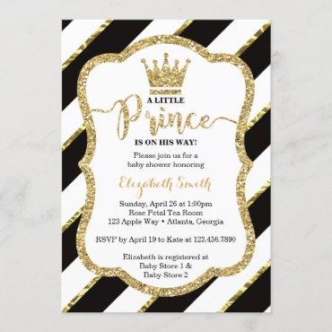 Little Prince Baby Shower Invite, Faux Glitter