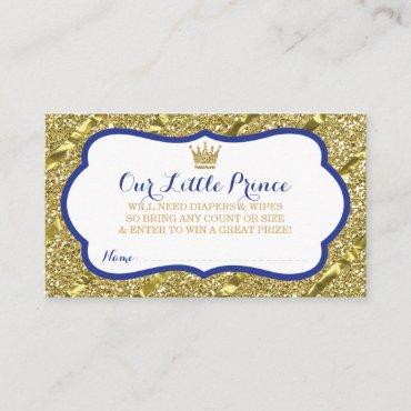 Little Prince Diaper Raffle Ticket, Faux Glitter Enclosure Card