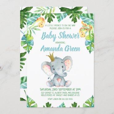 Little Prince Elephant baby shower invitation