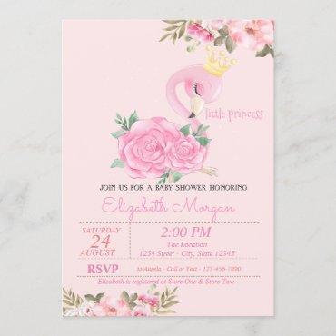 Little Princess, Baby Flamingo Floral Baby Shower Invitation