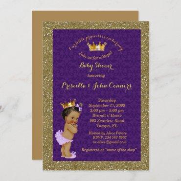 Little Princess Baby Shower Invitation,gold,purple Invitation