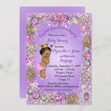 Little Princess Baby Shower Invitation,purple gold Invitation