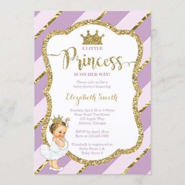 Little Princess Baby Shower Invite, Faux Glitter