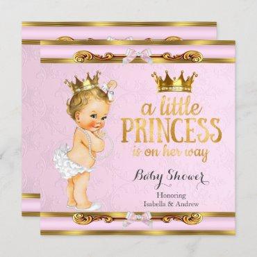 Little Princess Baby Shower Pink Gold Blonde Girl