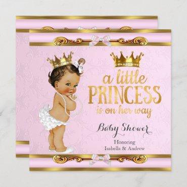 Little Princess Baby Shower Pink Gold Brunette