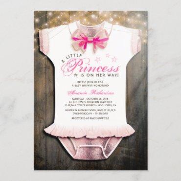 Little Princess Baby Shower | Rustic | Rose Gold Invitation