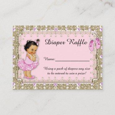 Little Princess Diaper Raffle Tickets, balerina Enclosure Card