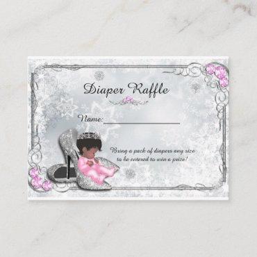 Little Princess Diaper Raffle Tickets, grey frozen Enclosure Card