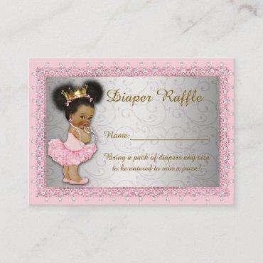 Little Princess Diaper Raffle Tickets, pink silver Enclosure Card