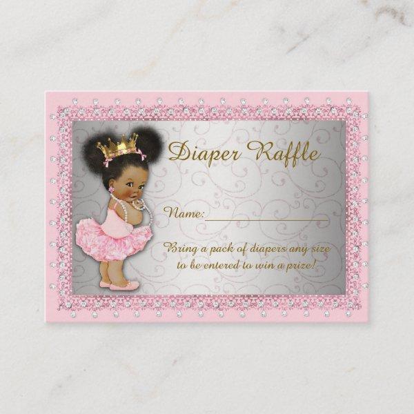 Little Princess Diaper Raffle Tickets, pink silver Enclosure Card
