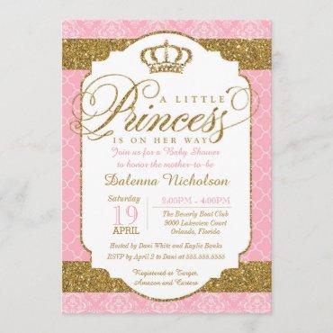 Little Princess Royal Pink and Gold Baby Shower Invitation
