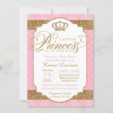 Little Princess Royal Pink and Gold Baby Shower Invitation