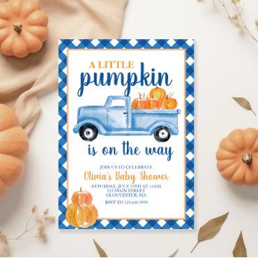 Little Pumpkin Baby Shower Blue truck Fall