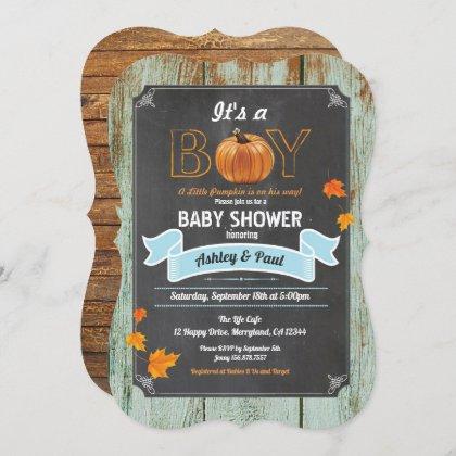 Little pumpkin baby shower rustic wood chalkboard invitation