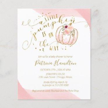Little Pumpkin Budget Baby Shower Invitation