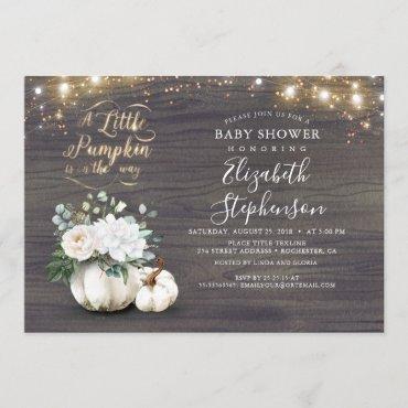 Little Pumpkin Gold Glitters Fall Baby Shower Invitation