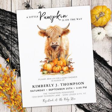 Little Pumpkin Highland Cow Autumn  Postcard