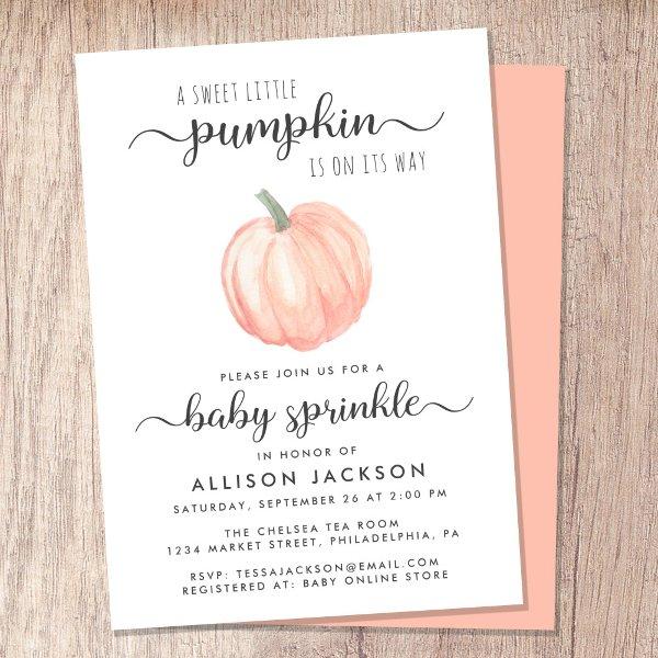 Little Pumpkin Orange Watercolor Baby Sprinkle