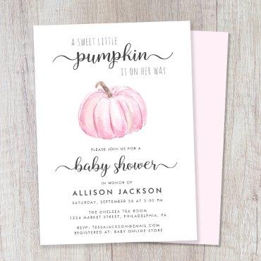 Little Pumpkin Pink Watercolor Baby Girl Shower