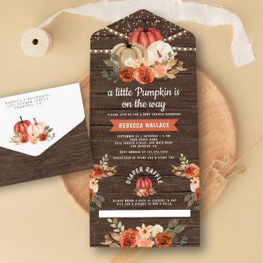 Little Pumpkin Rustic Wood Terracotta Baby Shower All In One