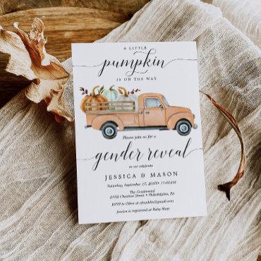 Little Pumpkin Truck Gender Reveal  Card
