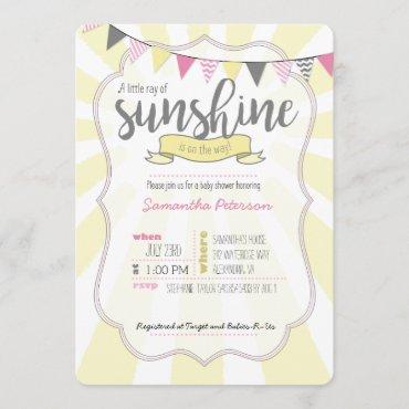 Little Ray of Sunshine Baby Girl Shower Invitation