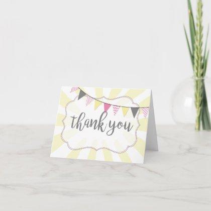 Little Ray of Sunshine Baby Girl Thank You Card