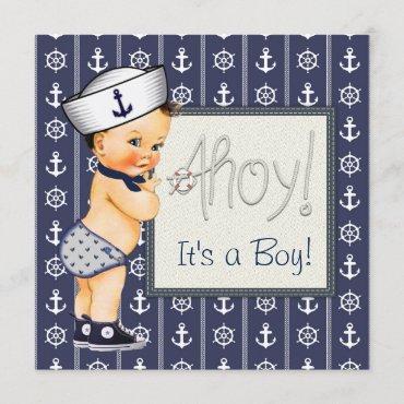 Little Sailor Boy Nautical Baby Shower Invitation