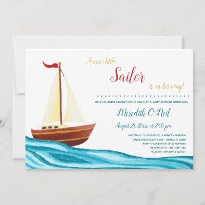 Little Sailor Nautical Baby Shower  Invitation