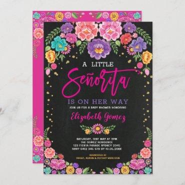 Little Senorita Floral Fiesta Girl Baby Shower Invitation