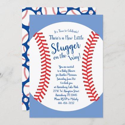 Little Slugger Baseball Baby Shower Sports Boy Invitation