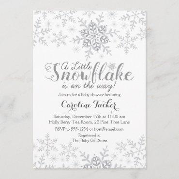 Little Snowflake Baby Shower Silver Gray