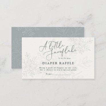 little snowflake winter baby shower diaper raffle business card